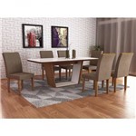 Assistência Técnica e Garantia do produto Conjunto Sala de Jantar Mesa Sofia Tampo MDF/Vidro 6 Cadeiras Lunara Rufato Imbuia/Branco/Animalle