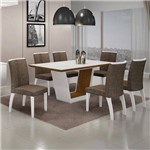 Assistência Técnica e Garantia do produto Conjunto Sala de Jantar Mesa Tampo MDF/Vidro 6 Cadeiras Linho Alemanha Leifer Flex Color