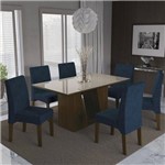 Assistência Técnica e Garantia do produto Conjunto Sala de Jantar Mesa Tampo MDP/Vidro e 6 Cadeiras Romã Kappesberg Marrom Walnut/Azul