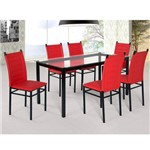 Assistência Técnica e Garantia do produto Conjunto Sala de Jantar Tokio Mesa 6 Cadeiras Art Panta Preto/Vermelho