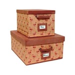 Assistência Técnica e Garantia do produto Conjunto Super Luxo Caixas de Tecido com Identificador e Alças - Flamingos Linho