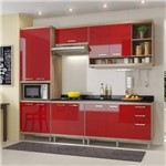 Assistência Técnica e Garantia do produto Cozinha Completa com Balcão com Tampo 6 Peças 11 Portas Sicília Multimóveis Argila/Vermelho