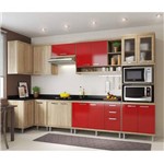 Assistência Técnica e Garantia do produto Cozinha Completa com Tampo 15 Portas 8 Peças Sicília Multimóveis Argila/Vermelho