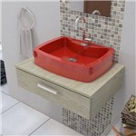Assistência Técnica e Garantia do produto Cuba Pia de Apoio para Banheiro Croy 50 Cm Modelo Albani Marmorite Vermelho