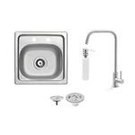 Assistência Técnica e Garantia do produto Cuba Sobrepor Tramontina Aco Inox Pre Polido 38x38cm Valvula Torneira de Bancada e Dosador de Sabao