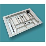 Assistência Técnica e Garantia do produto Divisória e Organizador de Talheres Branco para Gavetas de Cozinha - 60cm X 43cm a 68cm X 48cm - Modelo 10195