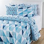 Assistência Técnica e Garantia do produto Enxoval Cama King Geometry 7 Peças Azul - Casa & Conforto