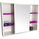 Assistência Técnica e Garantia do produto Espelheira para Banheiro 1504 (60x78x15cm) Branco/Violeta - Tomdo