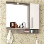 Assistência Técnica e Garantia do produto Espelheira para Banheiro com LED 1 Porta 2 Prateleiras Brisa Móveis Bosi Barrique/Branco