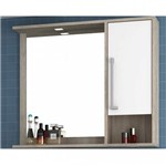 Assistência Técnica e Garantia do produto Espelheira para Banheiro com LED 1 Porta 2 Prateleiras e Nicho Luise Móveis Bosi Barrique/Branco