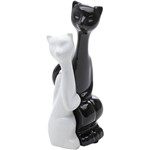Assistência Técnica e Garantia do produto Estatueta Casal Gatos Amorosos Cerâmica 19cm Preta/Branca - Prestige