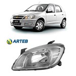 Assistência Técnica e Garantia do produto Farol Chevrolet Celta 2007/2011 Cromado Lado Motorista Original Arteb