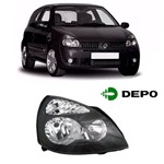 Assistência Técnica e Garantia do produto Farol Renault Clio 2003/2012 Lado Carona Máscara Negra Depo