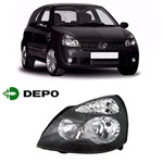 Assistência Técnica e Garantia do produto Farol Renault Clio 2003/2012 Lado Motorista Máscara Negra Depo
