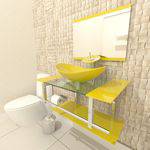 Assistência Técnica e Garantia do produto Gabinete de Vidro 70cm para Banheiro Irlanda Amarelo