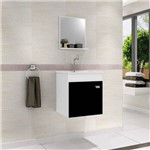 Assistência Técnica e Garantia do produto Gabinete para Banheiro com Cuba e Espelheira 1 Porta Pop Gaam Móveis Branco/Preto
