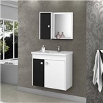 Assistência Técnica e Garantia do produto Gabinete para Banheiro com Cuba e Espelheira Munique Móveis Bechara Branco/Preto