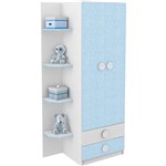 Assistência Técnica e Garantia do produto Guarda-Roupa / Roupeiro Infantil 2 Portas com 2 Gavetas Prateleiras Eternas Branco/Azul - Rodial