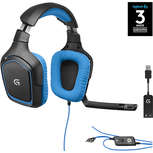 Assistência Técnica e Garantia do produto Headset Gamer G430 Surround Sound 7.1 Gamer com Som DTS para PC e PS4 - Logitech G