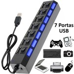Assistência Técnica e Garantia do produto Hub USB 7 Portas 2.0 LED Indicador 480 Mbps PRETO CBRN01125