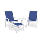Assistência Técnica e Garantia do produto Jogo 2 Cadeiras, com Mesa Alumínio Branco Tela Azul Escuro