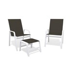Assistência Técnica e Garantia do produto Jogo 2 Cadeiras, S/ Mesa Alumínio Branco Tela Marrom