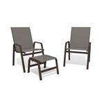 Assistência Técnica e Garantia do produto Jogo 2 Cadeiras, S/ Mesa Alumínio Marrom Tela Mescla