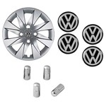 Assistência Técnica e Garantia do produto Jogo Calota Aro 13 Up 2015 Volkswagen Grid Prata + Emblema Resinado + Tampa Ventil Cromada