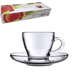 Assistência Técnica e Garantia do produto Jogo de 6 Xícaras de Vidro para Chá com Pires 250ml - Toscana