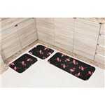 Assistência Técnica e Garantia do produto Jogo de Tapete para Cozinha 3 Peças Tecil Flamingo Preto