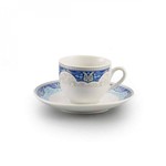 Assistência Técnica e Garantia do produto Jogo de Xícaras de Café com Pires Porcelana 12 Peças 80ml Perca Rojemac Branco/Azul