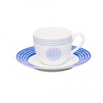 Assistência Técnica e Garantia do produto Jogo de Xícaras de Café com Pires Porcelana 12 Peças 80ml Rojemac Branco/Azul