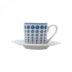 Assistência Técnica e Garantia do produto Jogo de Xícaras de Café com Pires Porcelana 12 Peças 90ml Rojemac Branco/Azul