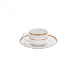 Assistência Técnica e Garantia do produto Jogo de Xícaras de Café com Pires Porcelana 12 Peças 90ml Rojemac Branco/Dourado