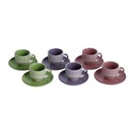 Assistência Técnica e Garantia do produto Jogo de Xicaras de Café com Pires Porcelana 90ml 12 Peças Colors Rojemac Colorido