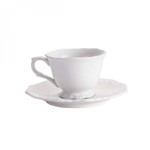 Assistência Técnica e Garantia do produto Jogo de Xícaras de Chá com Pires Porcelana 12 Peças 200ml Alto Relevo Rojemac Branco