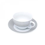 Assistência Técnica e Garantia do produto Jogo de Xícaras de Chá com Pires Porcelana 12 Peças 220ml Rojemac Branco/Cinza