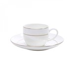 Assistência Técnica e Garantia do produto Jogo de Xícaras de Chá com Pires Porcelana 12 Peças 90ml Rojemac Branco/Dourado