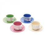 Assistência Técnica e Garantia do produto Jogo de Xícaras de Chá com Pires Porcelana 8 Peças 200ml Times Rojemac Colorido