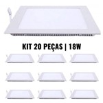 Assistência Técnica e Garantia do produto Kit 20 Plafon 18w Luminárias LED Painel Embutir QUADRADO Branco Frio SLIM