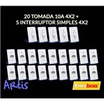 Assistência Técnica e Garantia do produto Kit 20 Tomadas 10a + 5 Interruptores Simples - Enerbras Artis