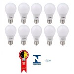 Assistência Técnica e Garantia do produto Kit 10 Lampadas Led Bulbo Mbled 12w Luz Amarela 3000k - 127/220v