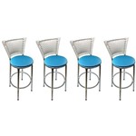 Assistência Técnica e Garantia do produto Kit 4 Banquetas Rustik Cromada e Assento Azul