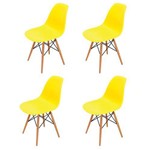 Assistência Técnica e Garantia do produto Kit 4 Cadeiras Colorida Cozinha Jantar Eames Base Madeira Amarelo