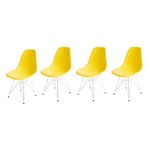 Assistência Técnica e Garantia do produto Kit 4 Cadeiras Cozinha Jantar - Base Metal Cromado - Amarelo - Quiz Magazine