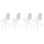 Assistência Técnica e Garantia do produto Kit 4 Cadeiras Cozinha Jantar - Base Metal Cromado - Branco - Quiz Magazine