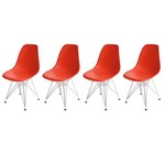 Assistência Técnica e Garantia do produto Kit 4 Cadeiras Cozinha Jantar - Base Metal Cromado - Vermelho - Quiz Magazine