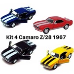 Assistência Técnica e Garantia do produto Kit 4 Carro de Coleção Chevrolet Camaro Z/28 Ano 1967 Vintage Kinsmart