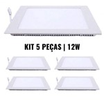 Assistência Técnica e Garantia do produto Kit 5 Luminárias Plafon 12W LED Painel Embutir Slim QUADRADO Branco Frio Bivolt
