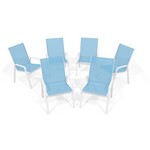 Assistência Técnica e Garantia do produto Kit 6 Cadeira Riviera Piscina Alumínio Branco Azul Claro
